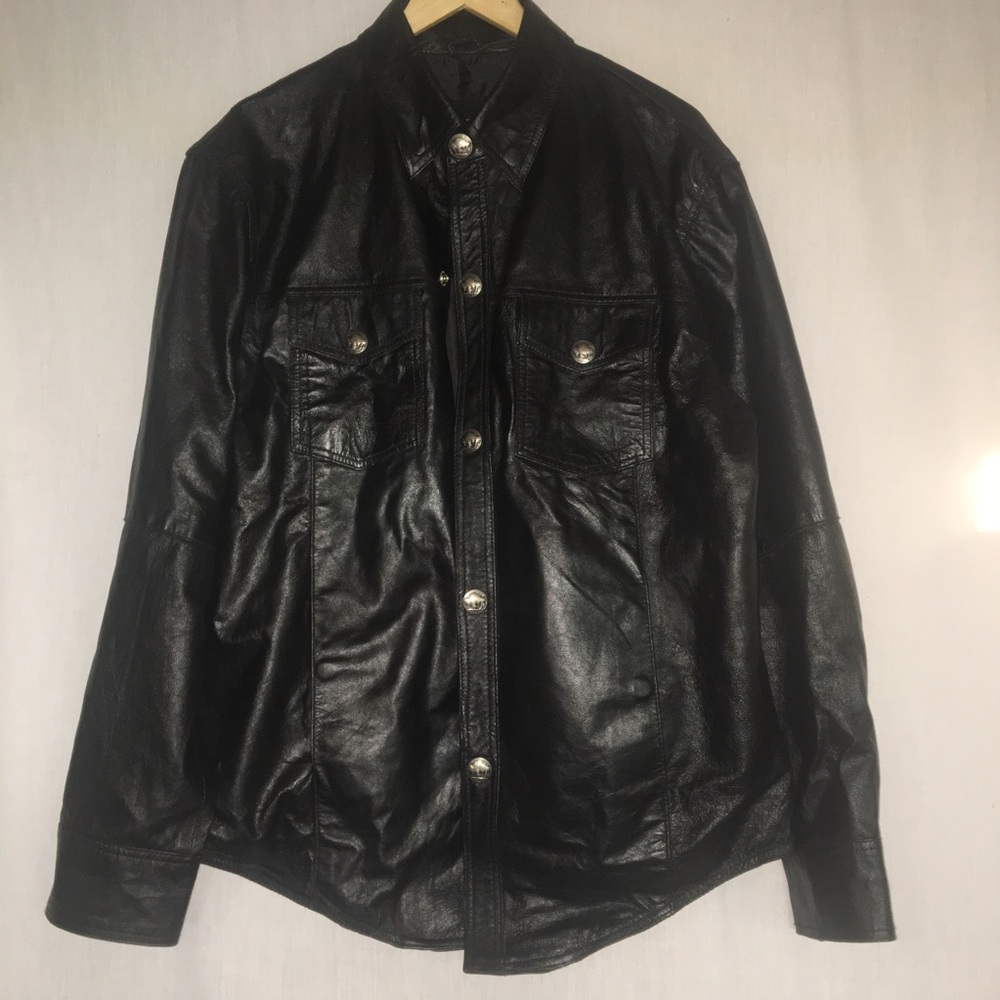 Men’s Xelement Leather Motorcycle Shirt Jacket